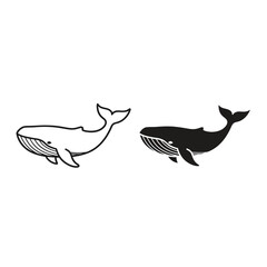 Obraz premium Whale icon set black and white 