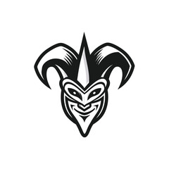 Jester Mask Logo Design A Monochrome Illustration
