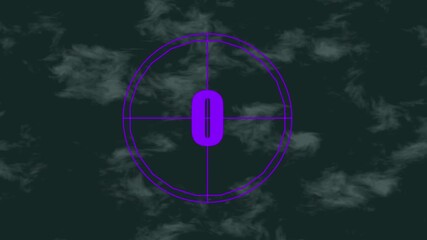Vintage Film Countdown Leader Number Four Purple Circle Dark Smoky Background Cinematic Opening Sequence Retro Movie Start Transition