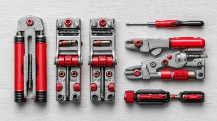 Fototapeta premium High-Quality Set of Precision Hand Tools on Gray Background