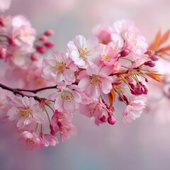 Obraz premium Spring Cherry Blossoms in Garden. Possible use Desktop
