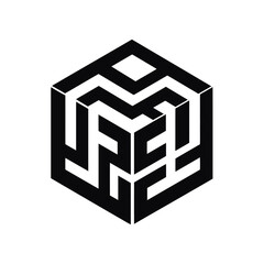 Abstract Hexagonal Maze Design Intricate Geometric Pattern