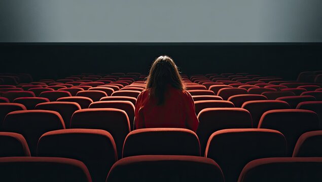 Empty movie theater, single patron