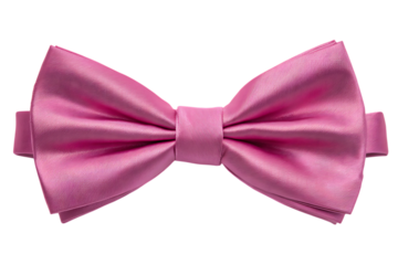 Elegant pink silk bow tie isolated on transparent background for formal occasions