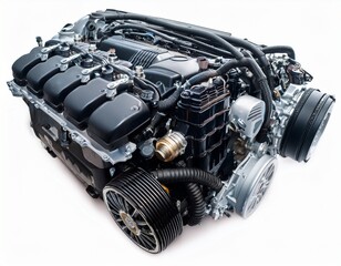 modern car engines isolated on white background