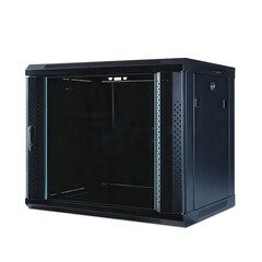black network rack cabinet white background