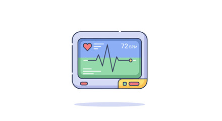 Stylized illustration showcasing medical heart rate monitor on a clear background