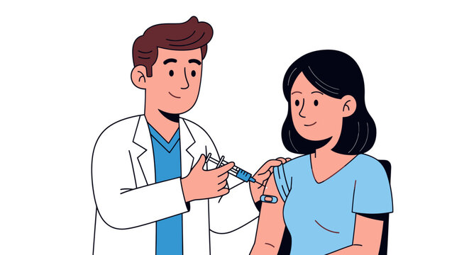 Doctor administering vaccine to patient showcasing healthcare prevention practice - Powered by Adobe