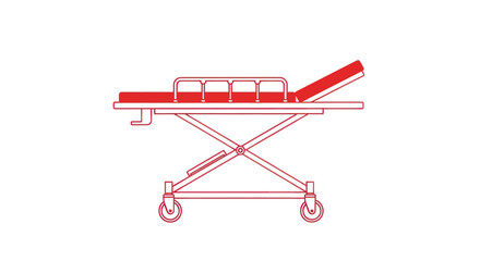 Detailed illustration of a portable medical stretcher for hospital emergencies and clinical use
