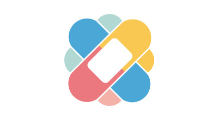 Abstract pastel-colored bandage design symbolizing healing and healthcare with colorful rounded