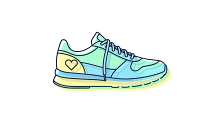 Colorful running shoe illustration for fitness activities and healthy lifestyle ideas