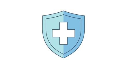 A captivating illustration of a blue medical shield with a centered white cross offering