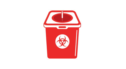 Red sharps container illustration emphasizing safety practices in healthcare settings featuring