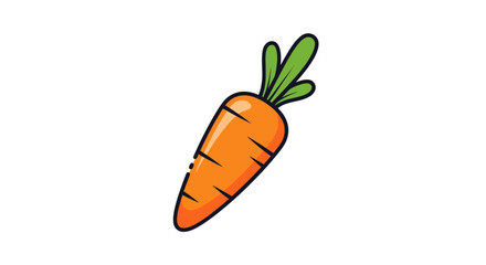 Vibrant carrot cartoon illustration with bold outline on clean white backdrop providing ample