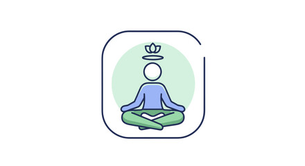 Minimalist vector illustration depicting wellness and zen through meditation figure