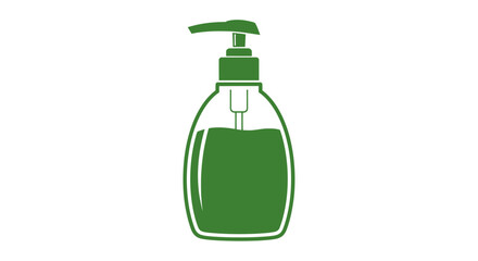 Bottle dispensing liquid in minimalist green design for sanitation concepts