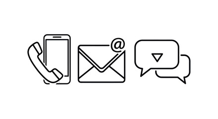 Modern communication icon set emphasizing connectivity through various digital platforms