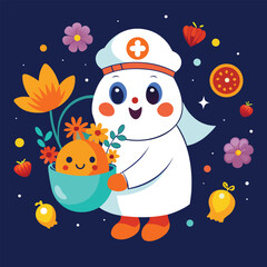 Halloween Santa Claus and snowman with gifts in a festive Christmas winter scene