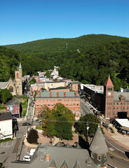 Aerial view of historic downtown Jim Thorpe, PA