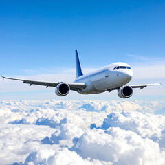 Fototapeta premium Airplane above clouds daylight sky