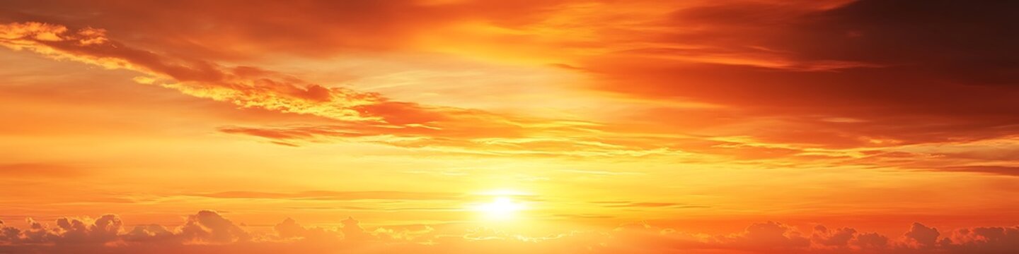 Beautiful sunset sky with orange and yellow clouds nature background wallpaper stock photo image scenery view