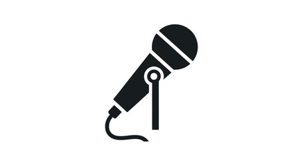 Sleek black microphone vector icon for audio recording and entertainment projects minimal design
