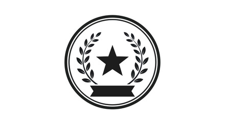 Elegant achievement emblem with laurel wreath star and ribbon graphic art