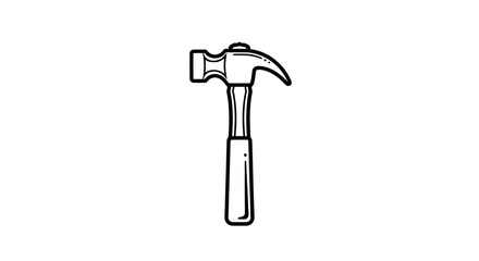 Outlined hammer illustration against a stark white backdrop depicting construction and repair themes