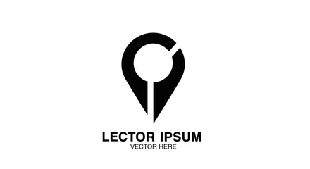 Fototapeta premium Minimalistic illustration of a map marker in black silhouette against white background