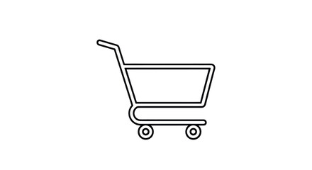 Minimalistic linear illustration of a shopping cart for online store visual identity