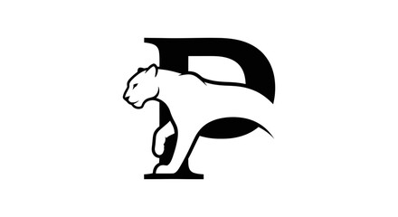 Elegant monogram composition featuring a stylized panther silhouette and letter P design