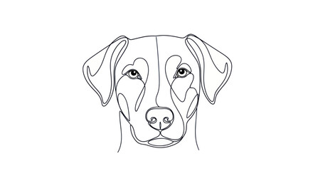 Elegant minimalist line art portrait of a dog capturing its loyal expression beautifully