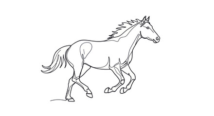Elegance of equine motion captured in a minimalist line art drawing sketch