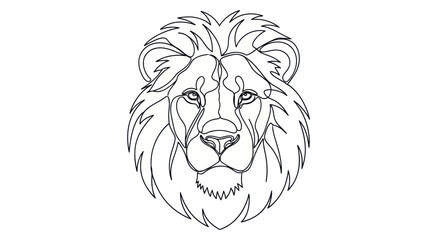 Majestic Lion Head Single Line Art: A Minimalist and Elegant Feline Portrait Drawing