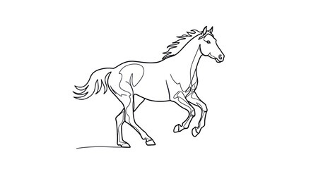 Elegant equine form art, a single continuous line drawing conveying movement and grace