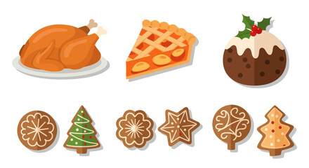 Holiday feast with traditional dishes and festive cookies celebrating togetherness
