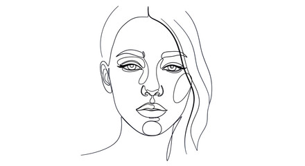 Minimalist line drawing of a woman's face expressing delicate beauty and ethereal charm