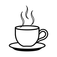 Obraz premium A steaming hot coffee cup icon with a rich brown mocha aroma symbolizes a perfect breakfast break