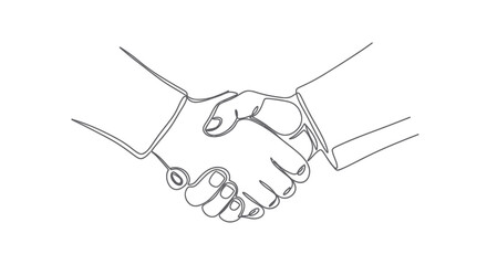 Minimalist handshake line art symbolizing partnerships and agreement achievement