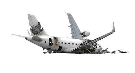 Wreckage of a Crashed Commercial Airplane
