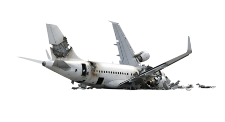 Wreckage of a Crashed Commercial Airplane