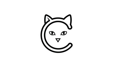 Minimalist cat logo design featuring the letter C forming the feline head design