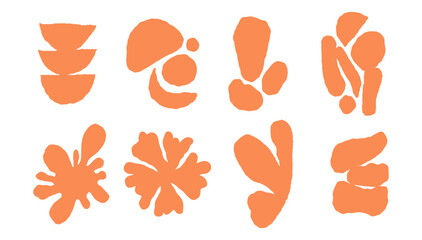 Vector abstract logo templates, icons and symbols, art prints with minimal shapes in  floral wavy ink rough hand drawn naive style, cover, packaging, branding design templates