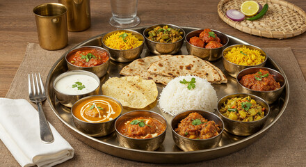 traditional north Indian thali meal