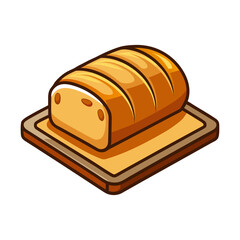 Rustic fresh bread loaf on wooden board vector illustration, artisan bakery design, traditional food artwork for culinary branding and decoration