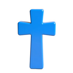 Obraz premium A sleek blue cross symbol with depth and shadow on a clean white backdrop, isolated