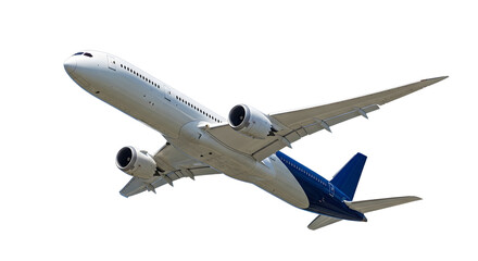 Fototapeta premium Commercial Airplane Taking Off on Black Background