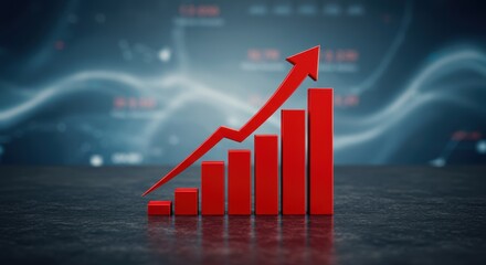 Visualize business financial growth with this upward trending graph and red arrow showcasing stock market success