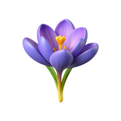 Naklejka premium Crocus Flower 3D Transparent Background Image