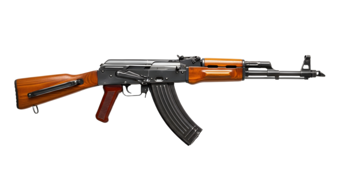 Isolated AK-47 Assault Rifle on Black